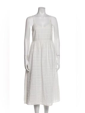 Mara Hoffman White Textured Spaghetti‑Strap Midi Dress